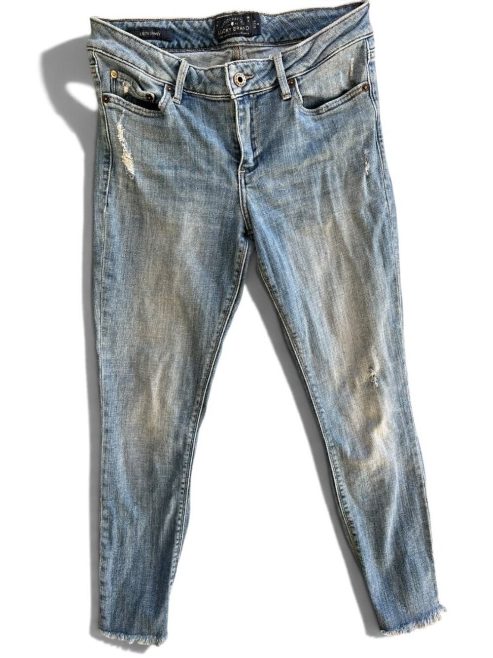Lucky Brand Lolita Skinny Distressed Raw Hem Blue Jeans Size 6 / 28